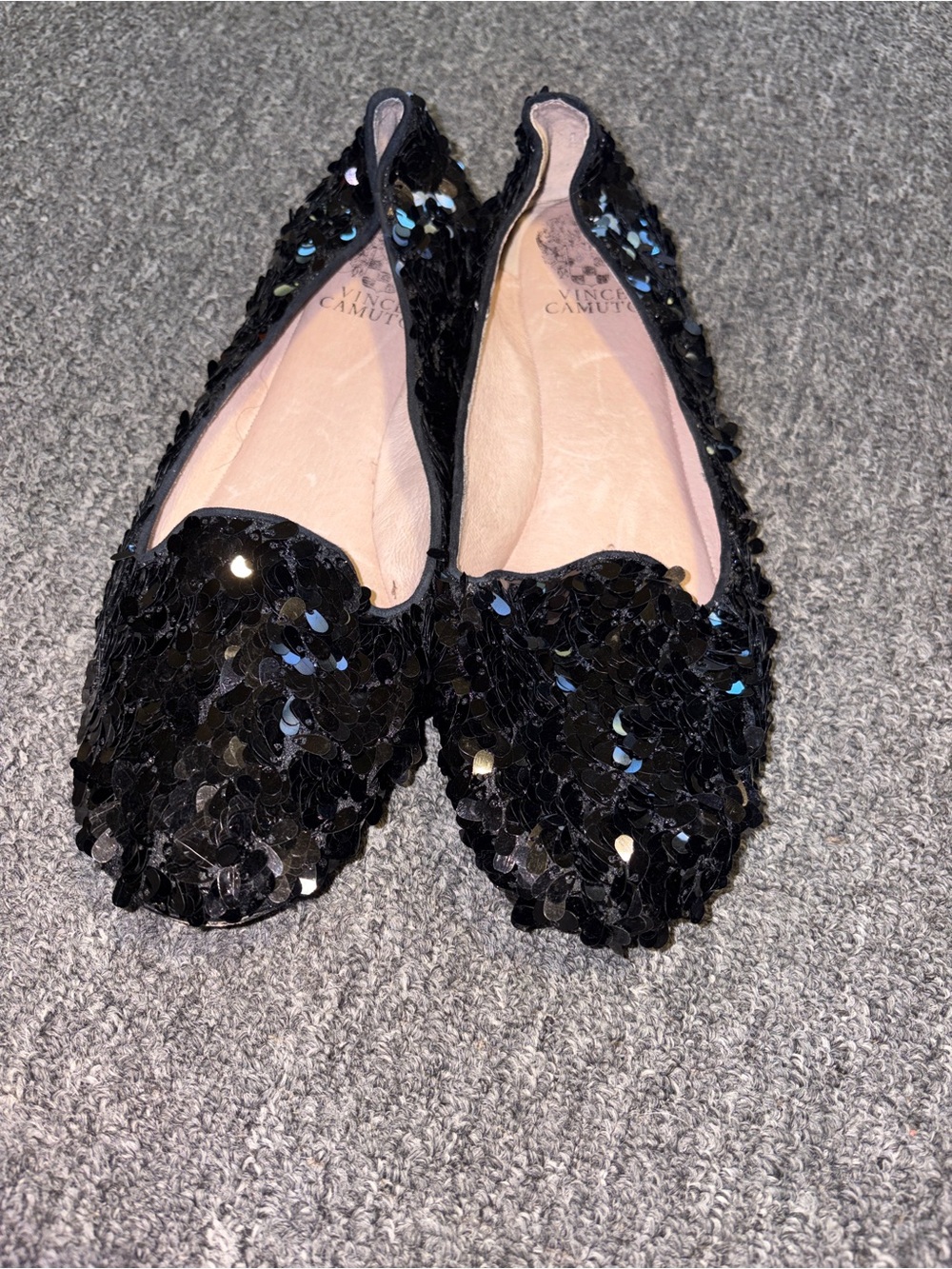 VINCE CAMUTO LORIA BLACK SEQUIN FLAT